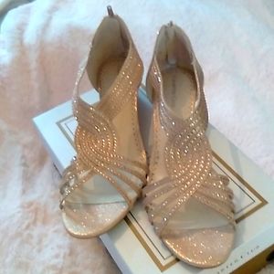 NIB Women's sz 10 Charter Club open toed dress shoes in rose gold sequins